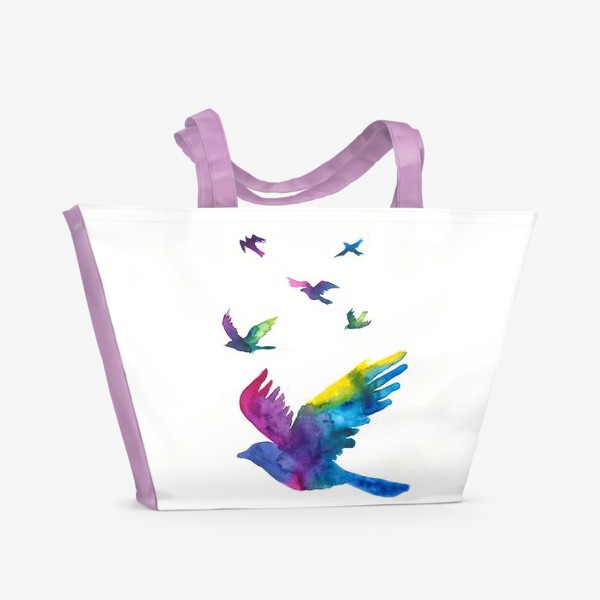 Пляжная сумка «Акварельные птицы»