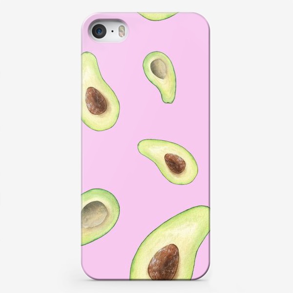 Чехол iPhone «Авокадо на розовом фоне»