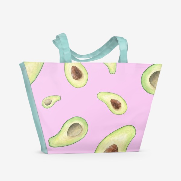 Пляжная сумка «Авокадо на розовом фоне»