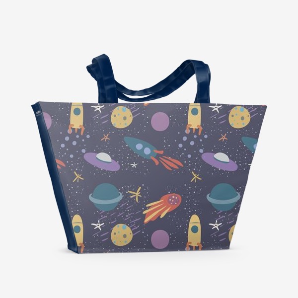 Пляжная сумка «Космический паттерн в мягких тонах»