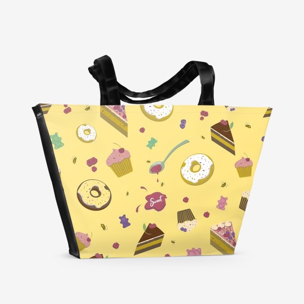 Пляжная сумка «Сладости на желтом»