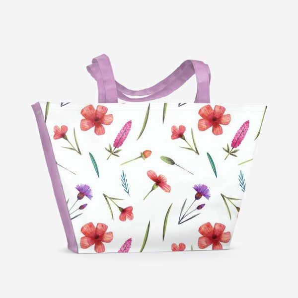 Пляжная сумка «Полевые цветы на белом»