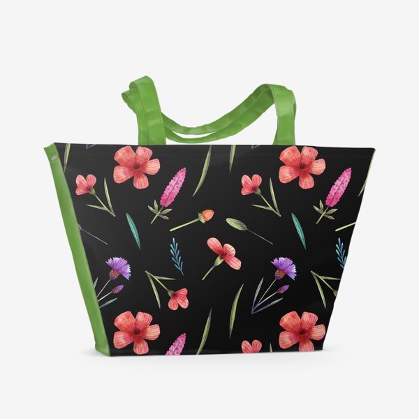 Пляжная сумка «Полевые цветы на темном »