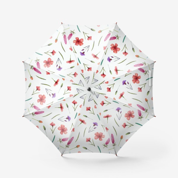 Зонт «Полевые цветы на белом»