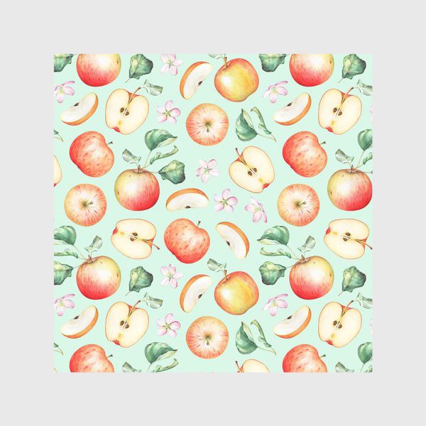 Скатерть «Яблочный паттерн на бледно-бирюзовом»