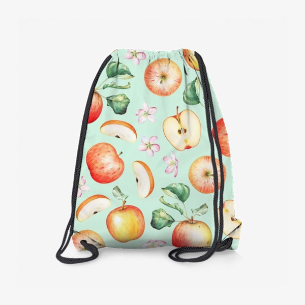 Рюкзак «Яблочный паттерн на бледно-бирюзовом»