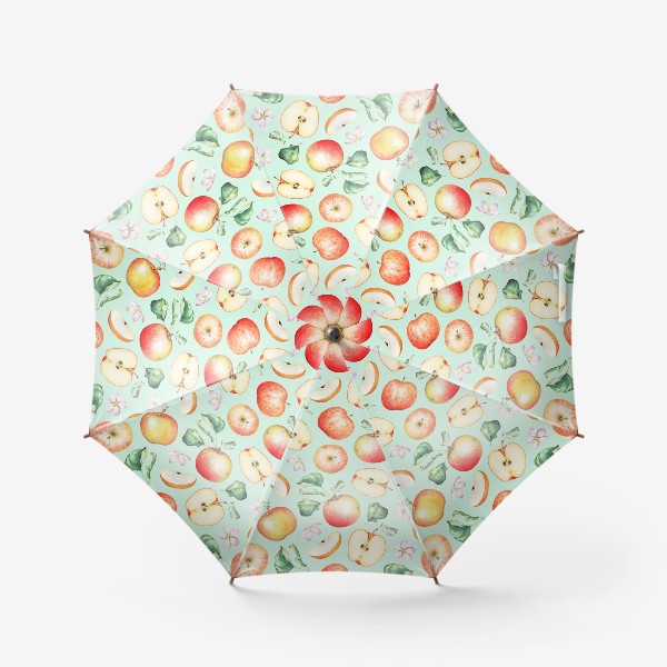 Зонт «Яблочный паттерн на бледно-бирюзовом»