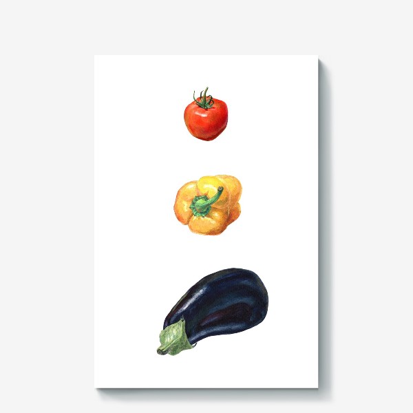 Холст «Баклажан, перец и помидор»