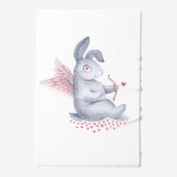 Полотенце &laquo;Зайка-купидон (заяц, кролик, сердце, любовь)&raquo;