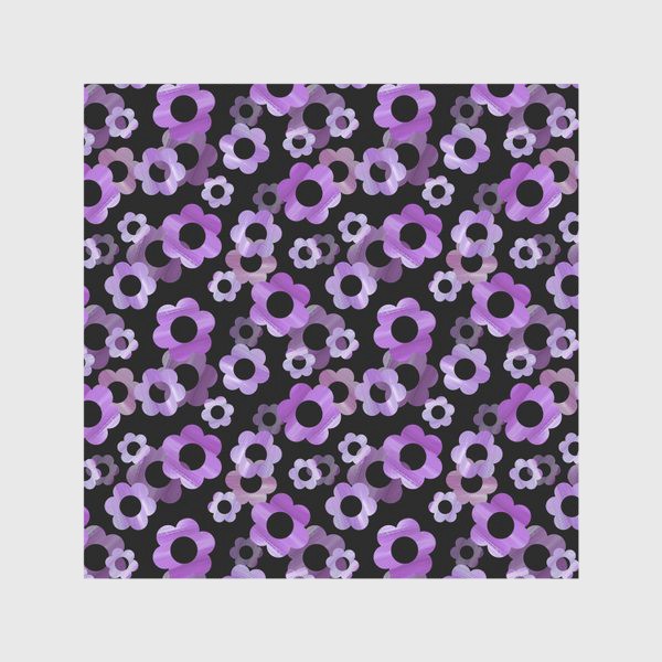 Скатерть «Фиолетовые цветы на черном фоне»