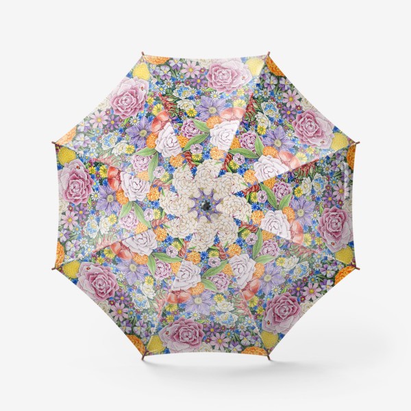 Зонт «Кошка в цветах, сфинкс (кот, сфинкс, цветы, бабочки)»