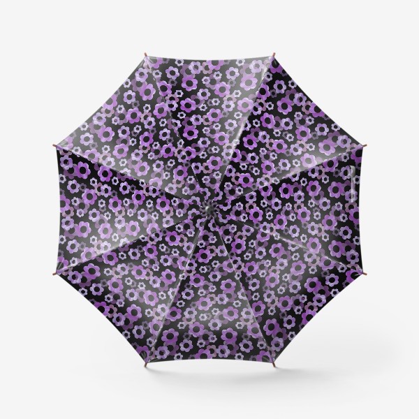 Зонт &laquo;Фиолетовые цветы на черном фоне&raquo;