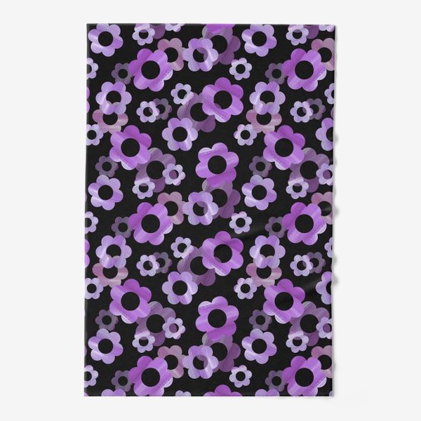 Полотенце «Фиолетовые цветы на черном фоне»