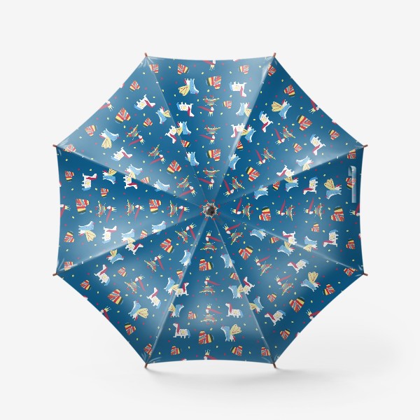 Зонт «Паттерн "Пони и принцессы" на синем фоне»