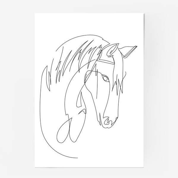 Постер «Конь. Графика. Линейный рисунок»