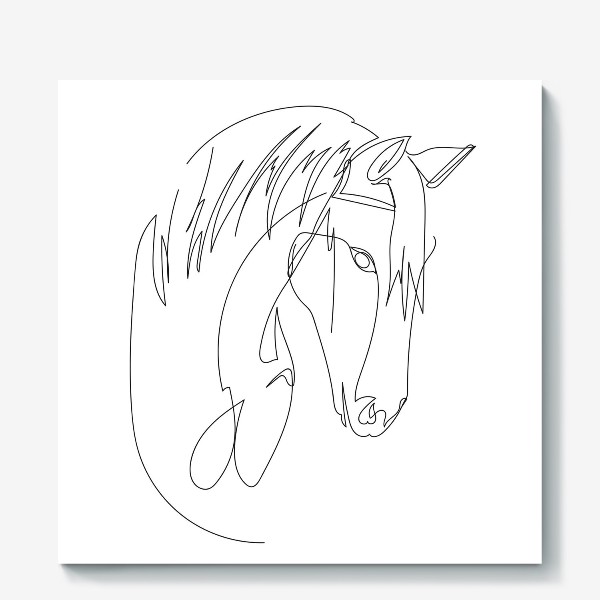 Холст «Конь. Графика. Линейный рисунок»