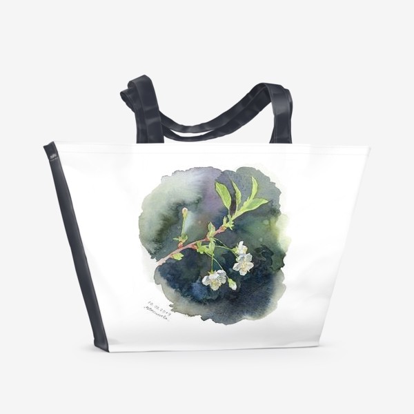 Пляжная сумка &laquo;Цветущая вишня акварельная&raquo;