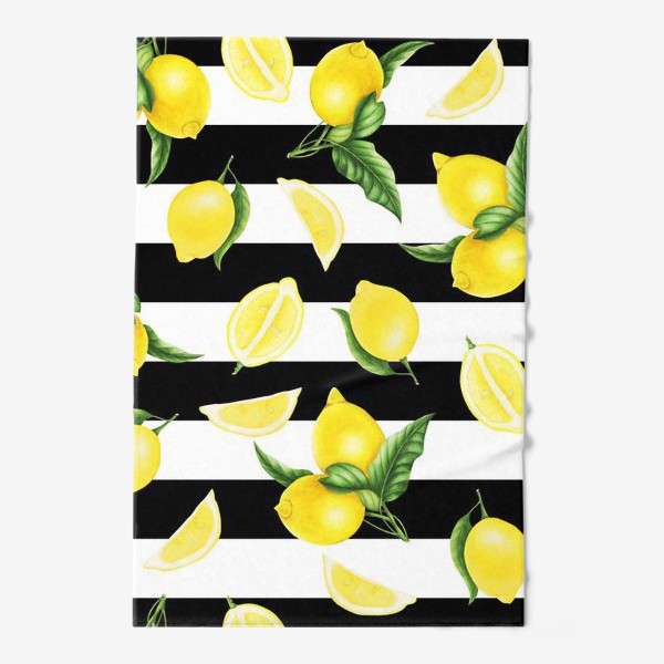 Полотенце «Лимоны на черно-белом фоне»