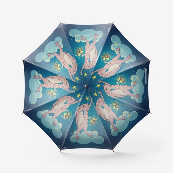 Зонт «Заяц собирает звезды в лукошко.»