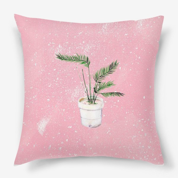 Подушка «Пальма в горшке на розовом фоне»