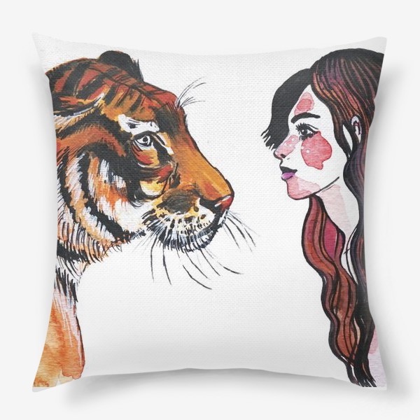 Подушка «Девушка и тигр»