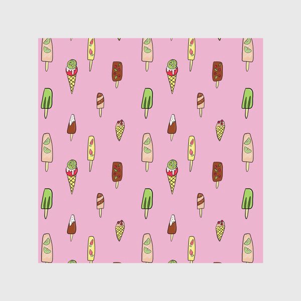 Шторы «Паттерн из мороженого на розовом фоне, подарок сладкоежке»
