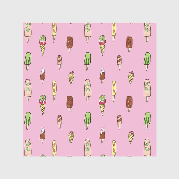 Скатерть «Паттерн из мороженого на розовом фоне, подарок сладкоежке»