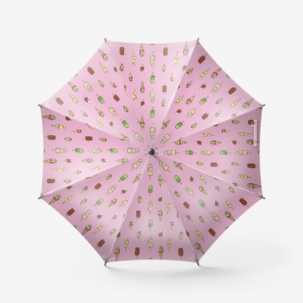 Зонт &laquo;Паттерн из мороженого на розовом фоне, подарок сладкоежке&raquo;