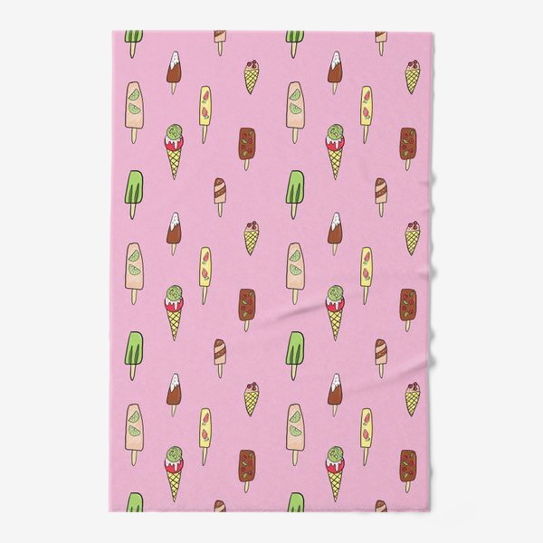 Полотенце «Паттерн из мороженого на розовом фоне, подарок сладкоежке»