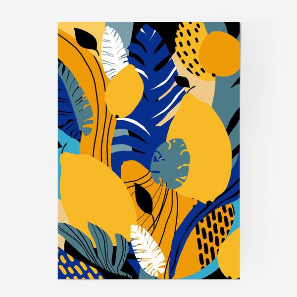 Постер «Летняя абстракция тропические листья и фрукты»