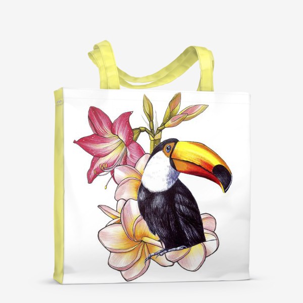 Сумка-шоппер «Тропические цветы и тукан»