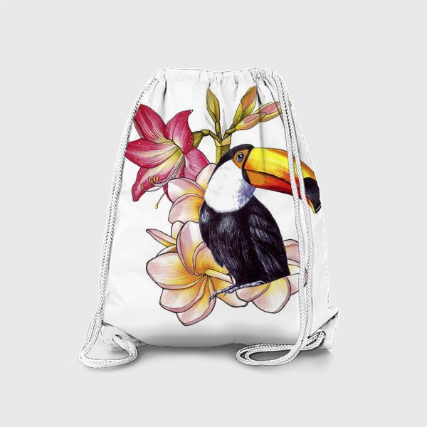 Рюкзак «Тропические цветы и тукан»