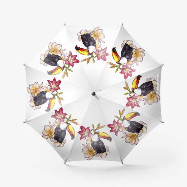 Зонт &laquo;Тропические цветы и тукан&raquo;