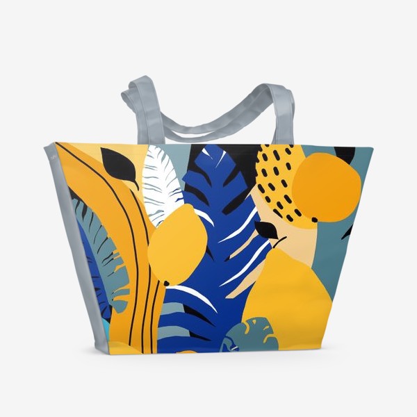 Пляжная сумка «Летняя абстракция тропические листья и фрукты»