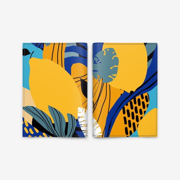 Обложка для паспорта «Летняя абстракция тропические листья и фрукты»