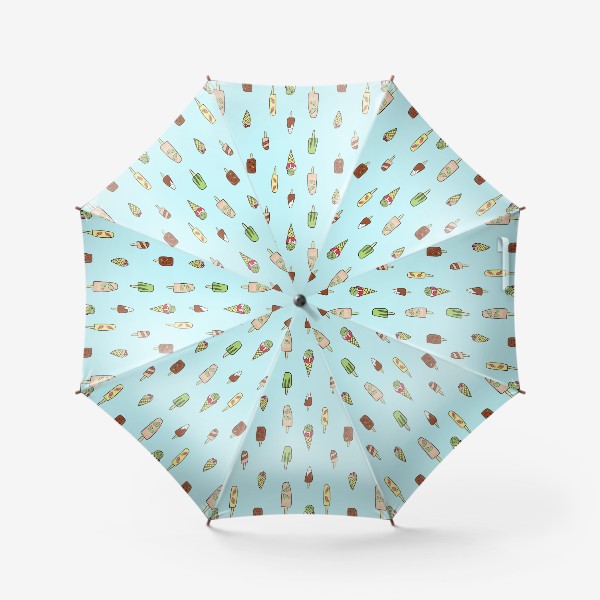 Зонт «Паттерн из мороженого на голубом фоне, подарок сладкоежке»