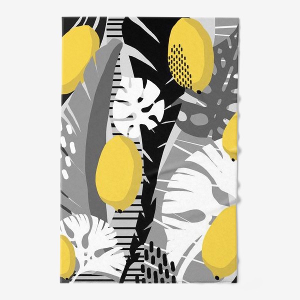 Полотенце «Лимоны на черно-белом фоне»