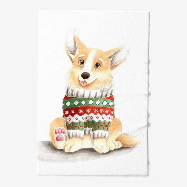 Полотенце «Собака корги в свитере»