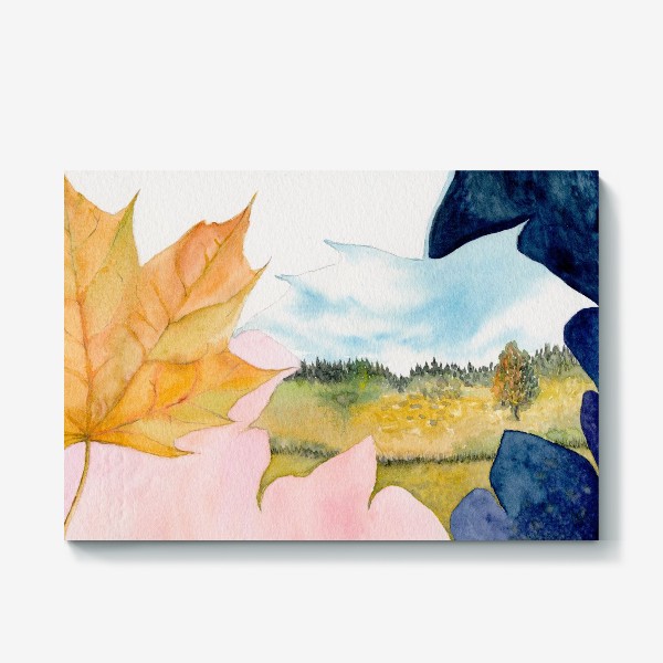 Холст «Кленовый лист, осенний пейзаж»
