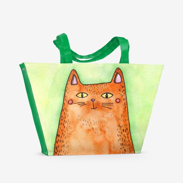 Пляжная сумка «Символ 2023 - кот. Подарок на Новый год. Рыжий кот с цветком, подарок для любителей котов»