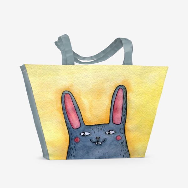 Пляжная сумка «Символ 2023 - кролик. Подарок на Новый год. Заяц с морковкой на поляне»