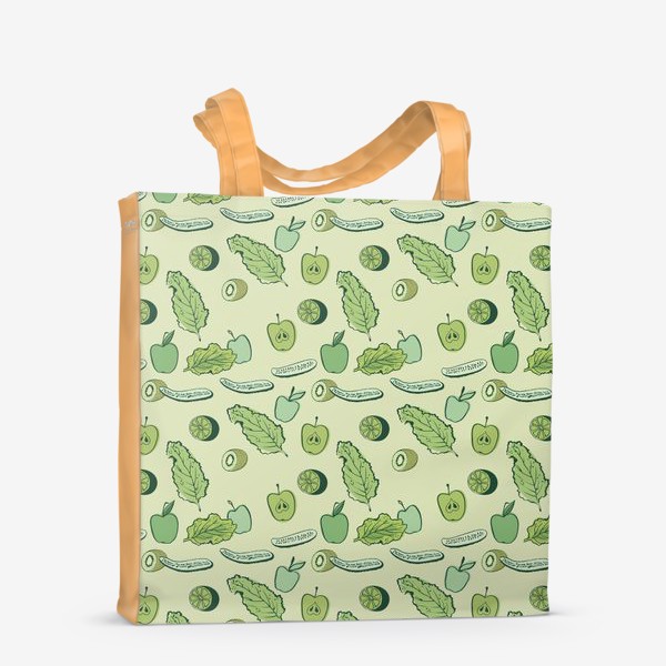 Сумка-шоппер «Огурцы, яблоки, салатные листья, киви и лаймы.»