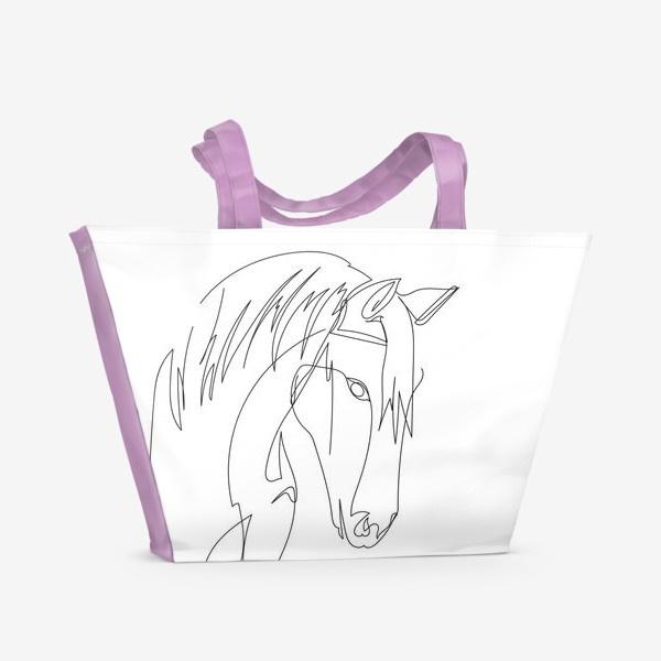 Пляжная сумка «Конь. Графика. Линейный рисунок»