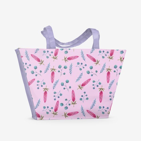 Пляжная сумка «Розовые полевые цветы и растения»