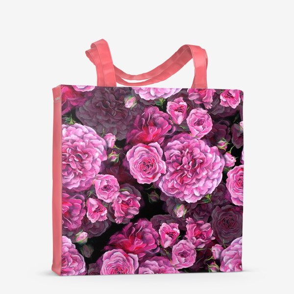 Сумка-шоппер «Pозы розовые на черном»
