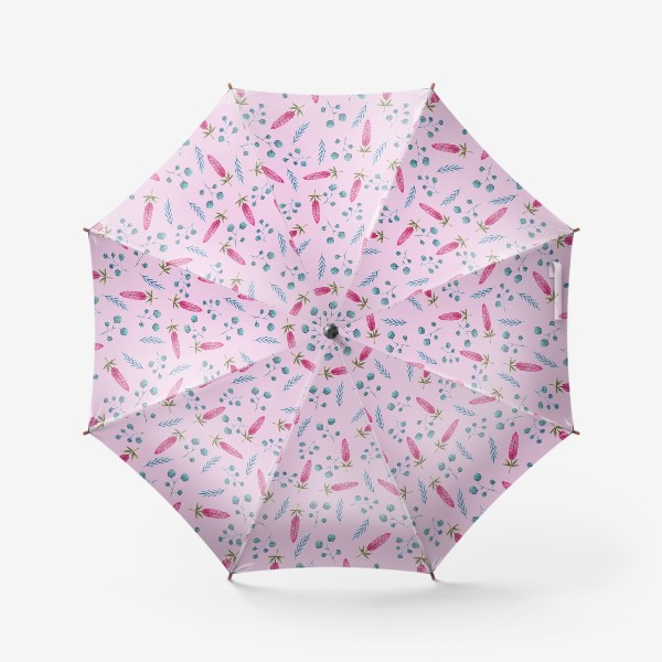 Зонт «Розовые полевые цветы и растения»