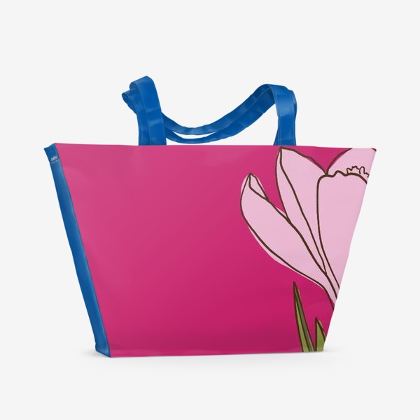 Пляжная сумка &laquo;крокус розовый на ярком фоне&raquo;
