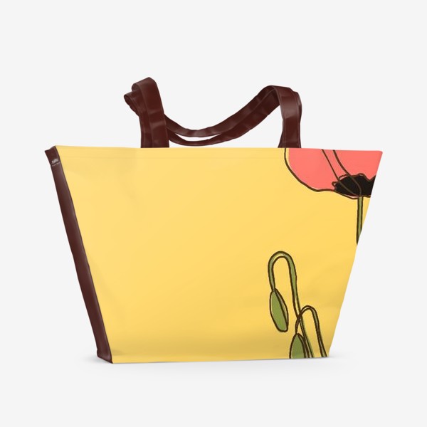 Пляжная сумка «мак на желтом фоне»