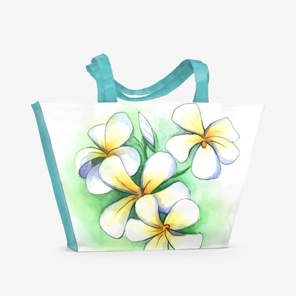 Пляжная сумка «Тропические цветы плюмерия»