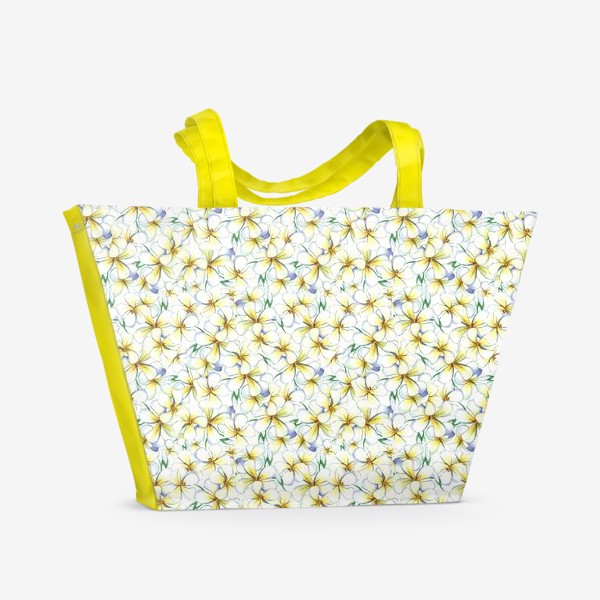 Пляжная сумка «Тропические цветы плюмерия паттерн»